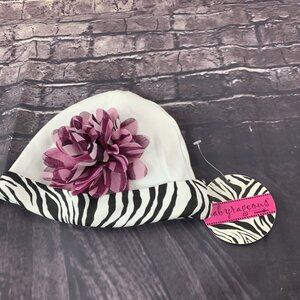 BabyRageous  6-9 Month Zebra print hat with flower New with detached tag